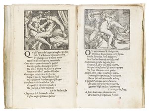Seite aus "Sonetti Lussuriosi" von Pietro Aretino, illustriert von Giulio Romano und graviert von Marcantonio Raimondi, veröffentlicht in Venedig, ca. 1527 von Italian School
