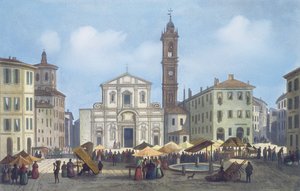 Piazza Santo Stefano aus Ansichten von Mailand und seiner Umgebung von Italian School