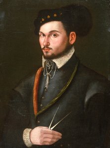 Porträt eines Navigators mit seinen Zirkel, ca. 1560