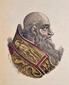 Porträt von Papst Paul III. (Paolo, Paulus oder Alessandro Farnese) (1534-1549), 1898 (Stich mit späterer Kolorierung) von Italian School