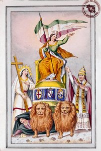 Risorgimento: Propagandaposter für die päpstlichen Staaten: „Italien hat den Glauben und Papst Pius IX.“ von Italian School