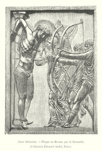 Heiliger Sebastian, Bronzemedaille, Sammlung Edouard André, Paris (Stich) von Italian School