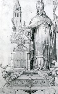 Heiliger Wolfgang von Regensburg (ca. 934-994) (Gravur) von Italian School