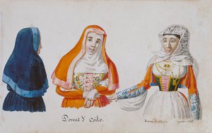 Sardische Trachten aus Osilo und Milis, Druck ms. 258, Luzzetti Sammlung