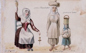Sardische Trachten aus Tissi, Druck ms. 257, Cominotti-Sammlung von Italian School