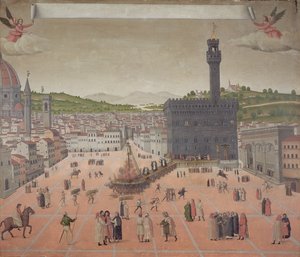 Savonarola wird auf dem Scheiterhaufen verbrannt, Piazza della Signoria, Florenz