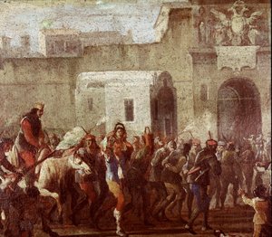 Szene der Bestrafung von Dieben zur Zeit von Masaniello (Detail)