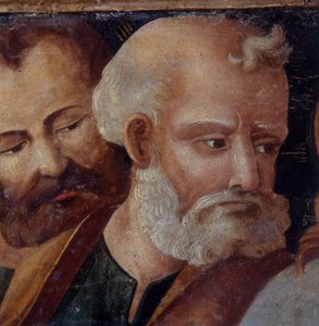 St. Peter (Detail des Altars mit der Madonna und dem Kind mit den Heiligen Peter und Paul, 1540) von Italian School
