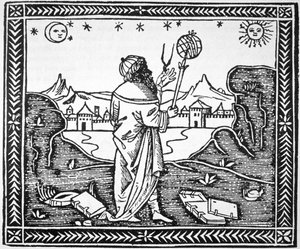 Der Astrologe Albumasar (787-885), Kopie einer Illustration aus seinem Introductorium in Astronomiam, Venedig 1506, verwendet in einer Geschichte der Magie, veröffentlicht im späten 19. Jahrhundert