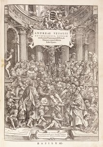 Der Autor führt eine anatomische Dissektion in einem Operationssaal durch, 1543