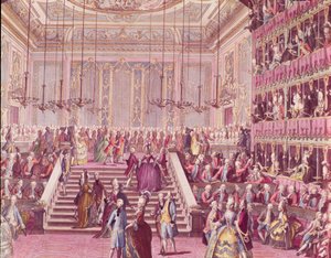Der Ball im Teatro San Benoit in Venedig am 22. Januar 1782, spätes 18. Jahrhundert