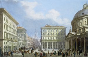 Das Rathaus und die Piazza di San Carlo aus Ansichten von Mailand und seiner Umgebung von Italian School