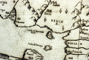Der Golf von Benin (ehemals Dahomey), Teil des Golfs von Guinea, basierend auf einer Karte von Urbano Monte von Italian School