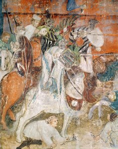 Der Monat Februar, Detail eines Ritters bei einem Turnier, ca. 1400 von Italian School