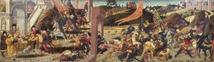 Der Morelli Cassone zeigt die von Marcus Furius Camillus besiegten Gallier