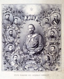 Der Stab von General Garibaldi, Illustration aus Die Geschichte Italiens von Italian School