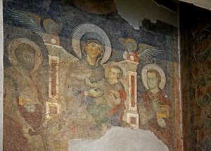 Die Jungfrau und das Kind zwischen St. Cosmas und St. Damian von Italian School