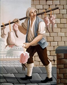 Der wandernde Metzger, der Kalbsköpfe verkauft von Italian School