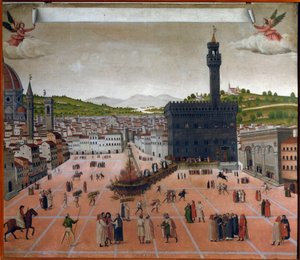 Der Scheiterhaufen von Girolamo Savonarola auf der Piazza della Signoria, Florenz 1498