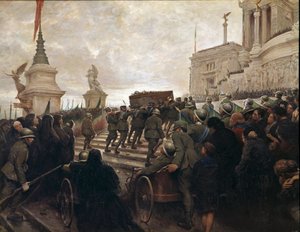 Die Überreste des unbekannten Soldaten werden am 04.11.1921 zum Monument Vittoriano in Rom gebracht von Italian School