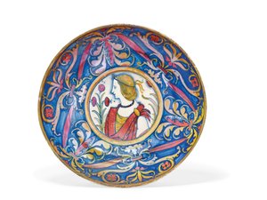 Fußschale aus Majolika mit Gold- und Rubin-Lüster, von Deruta nach Gubbio, ca. 1510-20