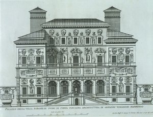 Ansicht der Fassade der Villa Borghese, Rom von Italian School