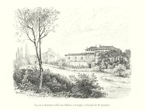 Ansicht der Sommerresidenz der Medici in Careggi, Skizze von M Gambillo von Italian School