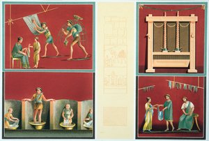 Waschen und Trocknen von Wäsche, Kopie von einem pompejanischen Fresko von Italian School