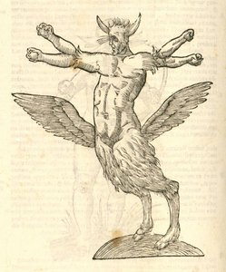 Illustration von Monstrum tetrachiron alatum capite humano aurito aus Aldrovandis Geschichte der Monster, 1642 von Italian School