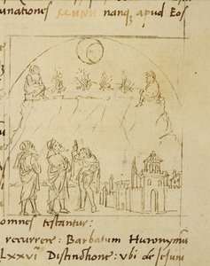 Ms.LAT.446 fol.2v Die Weisen studieren die Bewegung der Sterne, um das genaue Datum des Passahfestes zu bestimmen, aus Ortopascha von dem Pilger Priscian von Italian School Italian School