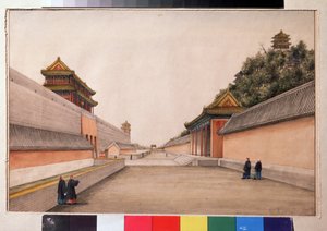 Der Winterpalast in Peking, aus der Serie chinesische Skizzen. Gemälde von Iwan Petrowitsch Alexandrow (1780-1818). Aquarell auf Papier, 21,5 x 28,3 cm von Ivan Alexandrov