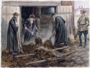 Der russische Klerus schaufelt Heu: September 1918