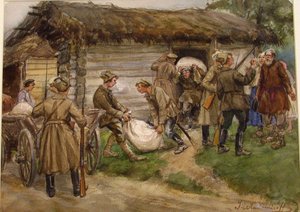 Beschlagnahme von Mehl von reichen Bauern in einem Dorf in der Nähe von Pskow von Ivan Alexeyevich Vladimirov