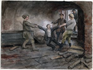 Ein Gefangener wird zur Hinrichtung geführt (aus der Aquarellserie Russische Revolution) von Ivan Alexeyevich Vladimirov