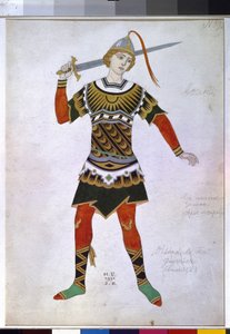Kostümentwurf für einen Krieger aus dem Ballett 