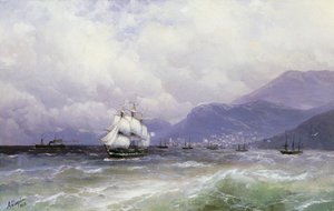 Eine Küstenlandschaft mit Schiffen vor Trebizond, 1888 von Ivan Konstantinovich Aivazovsky