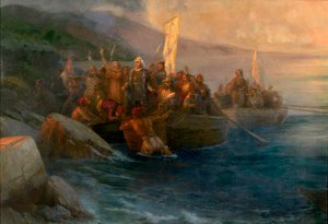 Die Ankunft des Entdeckers Christoph Kolumbus in Amerika