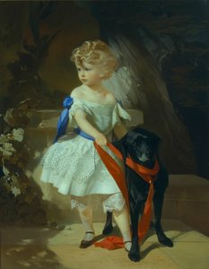 Mädchen mit Hund, 1860er Jahre