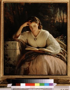 Lesen. Porträt der Frau des Künstlers von Ivan Nikolaevich Kramskoy