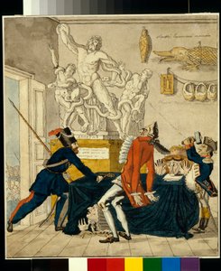 Napoleon Bonaparte (1769-1821) verkauft gestohlene Güter, darunter die Laokoon-Gruppe