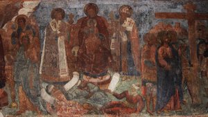 Fresko in der Kathedrale Unserer Lieben Frau vom Zeichen, Nowgorod, frühes 18. Jahrhundert