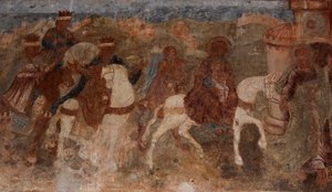 Fresko in der Kathedrale Unserer Lieben Frau vom Zeichen, Nowgorod, frühes 18. Jahrhundert von Ivan Yakovlevich Bakhmatov