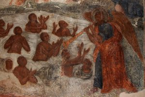 Fresko in der Kathedrale Unserer Lieben Frau vom Zeichen, Nowgorod, frühes 18. Jahrhundert von Ivan Yakovlevich Bakhmatov