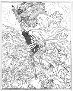 Flucht von Chernomor und Ruslan. Illustration zum Gedicht Ruslan und Ljudmila von A. Puschkin, 1918 von Ivan Yakovlevich Bilibin