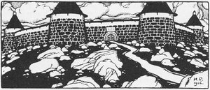 Illustration für das Gedicht Walls Of Cain von Wjatscheslaw Iwanow. Adskaya Pochta Hells Mail Magazin von Ivan Yakovlevich Bilibin