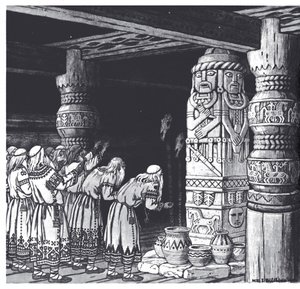Die Anbetung des Gottes Svetovid, 1934 von Ivan Yakovlevich Bilibin