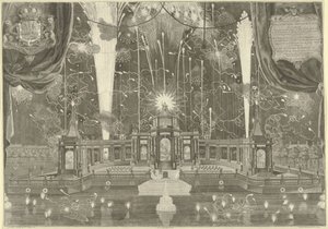 Feuerwerk in Den Haag für den Frieden von Aachen, 1749 von Iven Besoet