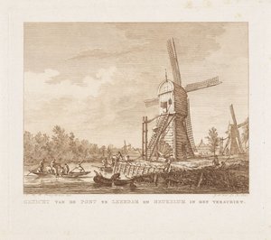 Ansicht der Brücke in Leerdam und Heukelum im Hintergrund von Izaak Jansz. de Wit