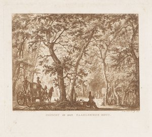 Kutsche und Spaziergänger im Haarlemmerhout