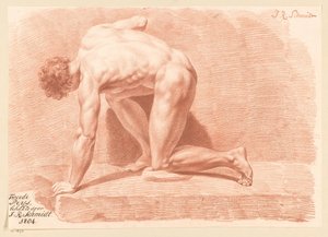 Kniender männlicher Akt, von der Seite gesehen (2. Preis 1804) von Izaak Riewert Schmidt